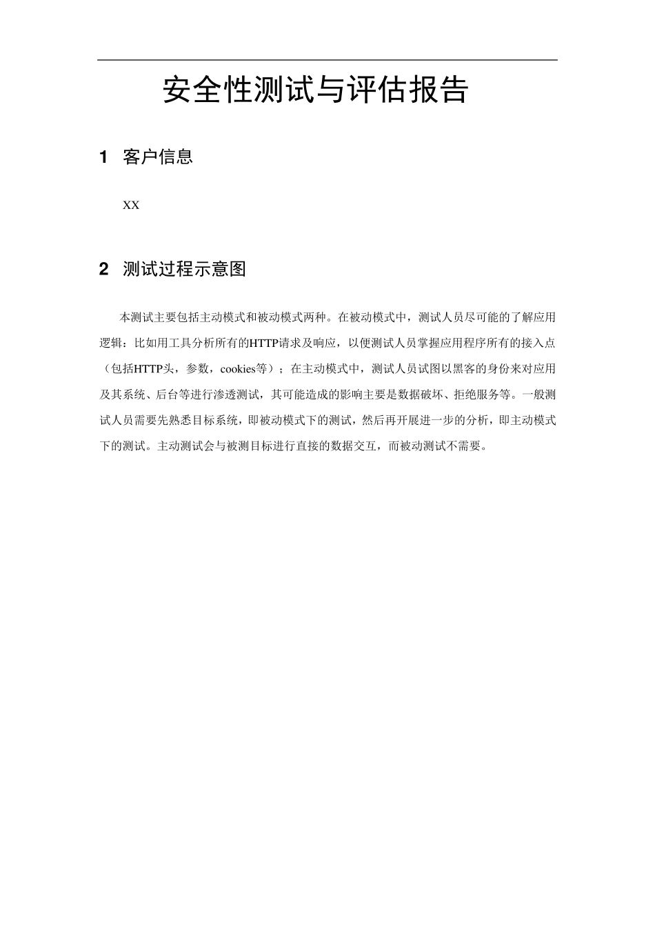 安全性测试与评估报告模版_第1页