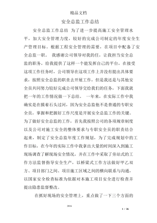 安全总监工作总结