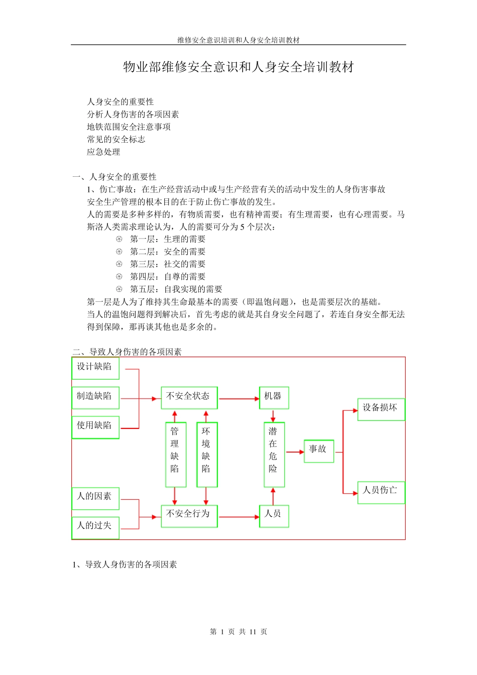 安全意识和人身安全培训教材_第1页