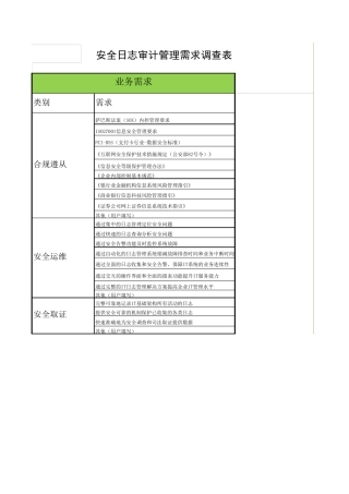 安全日志审计管理需求调查表