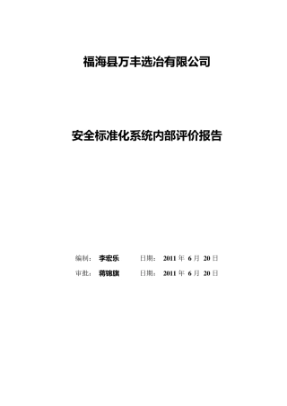 安全标准化系统内部评价报告