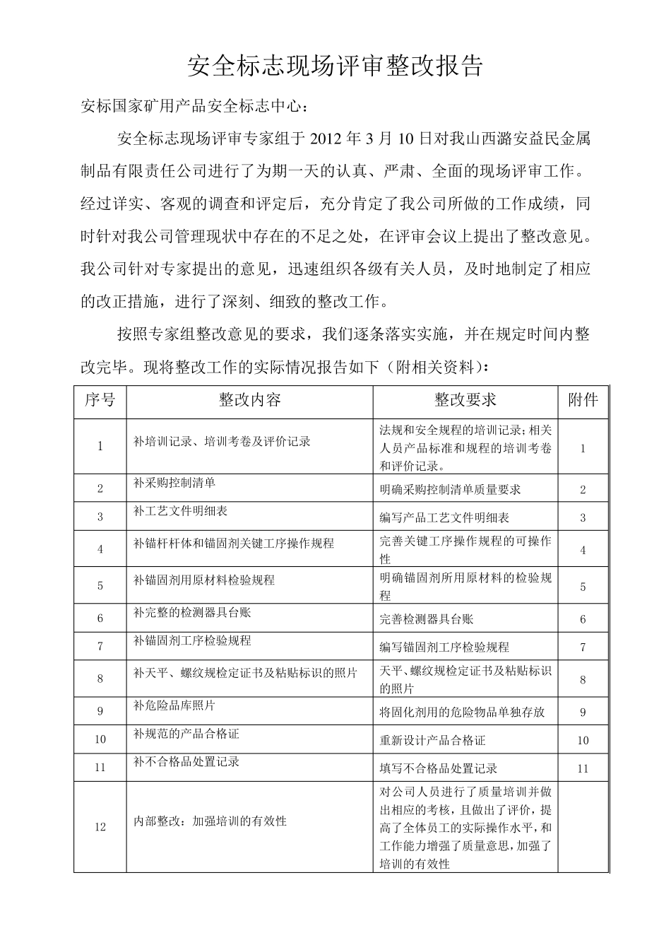 安全标志现场评审整改报告范文_第2页