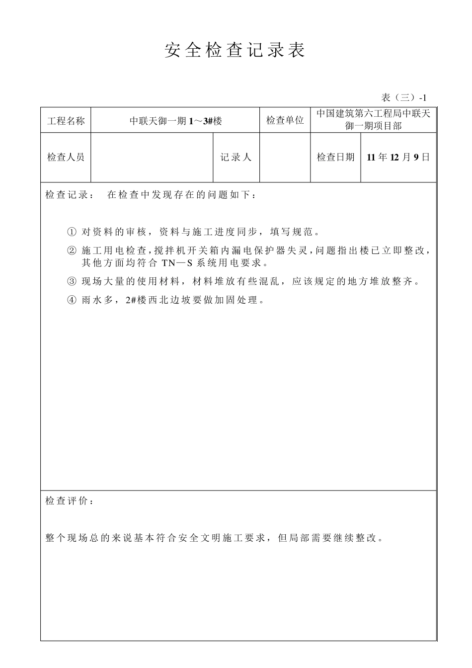 安全检查记录表(周检)_第2页