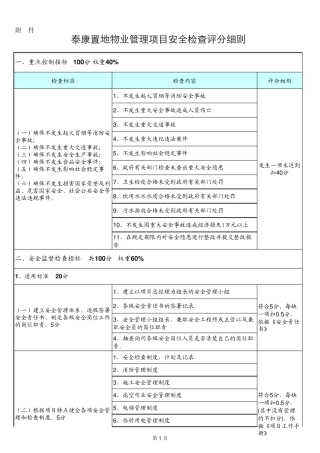安全检查评分标准和细则