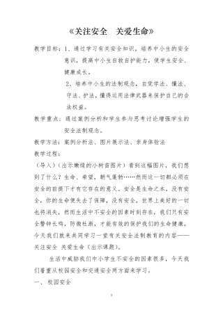 安全法制教育教案