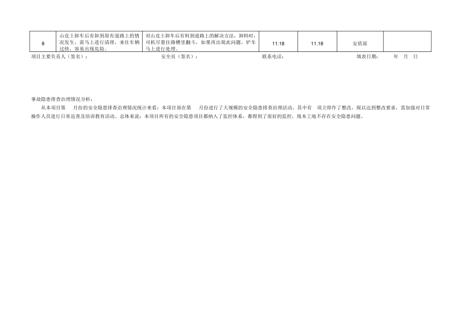 安全生产事故隐患排查治理情况统计分析季报表_第2页
