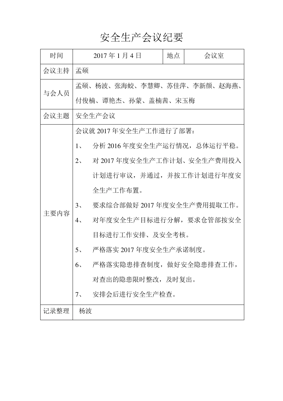 安全生产会议记录表_第3页