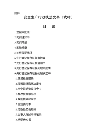 安全生产执法文书