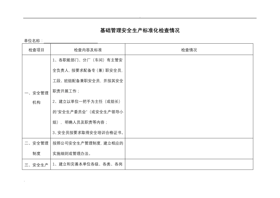 安全生产标准化检查表_第1页