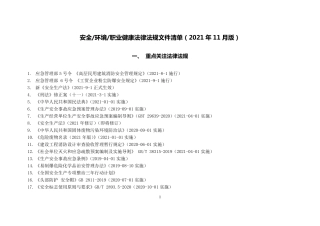 安全生产法律法规清单(11月版)