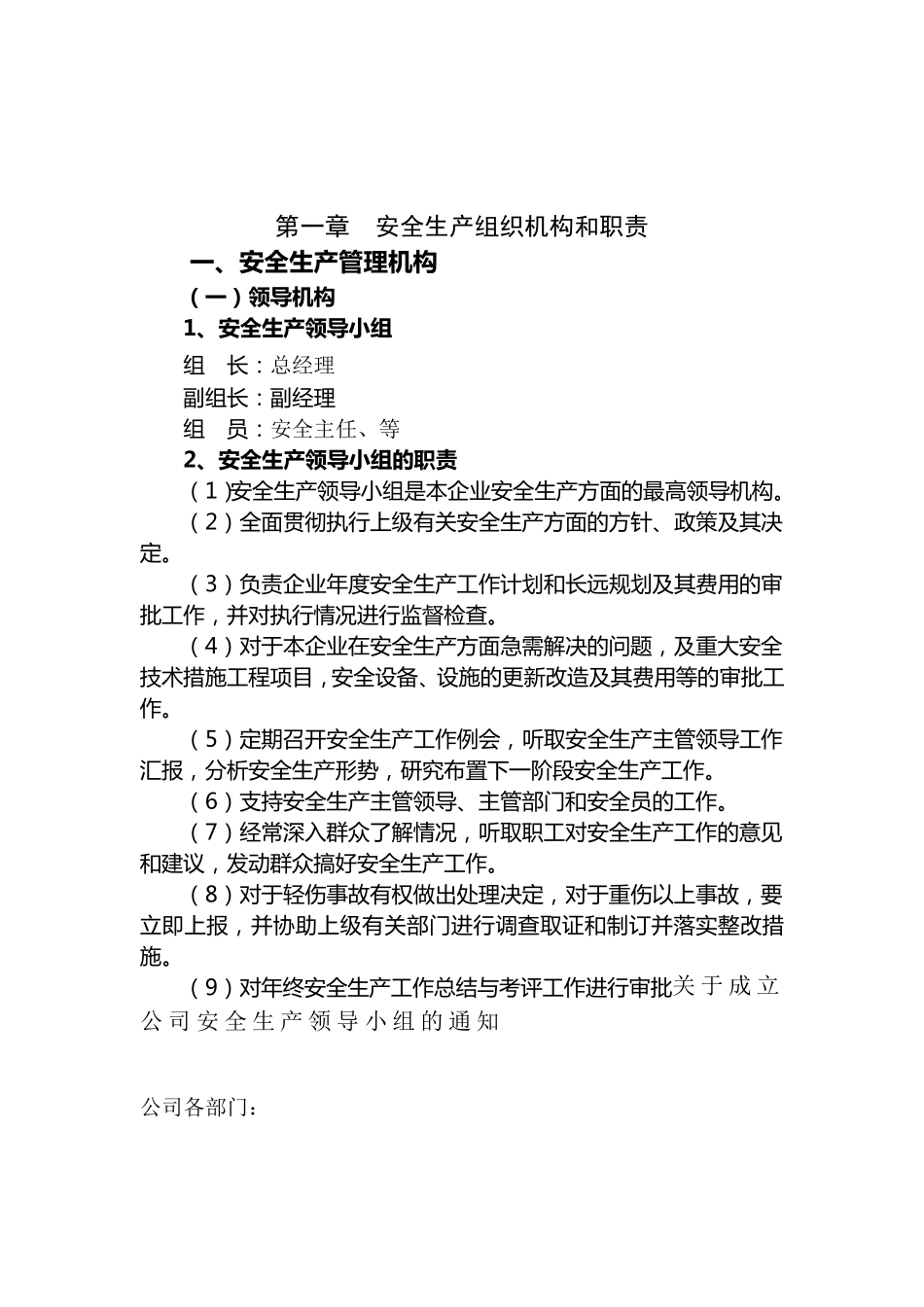 安全生产组织机构和职责修改版_第1页