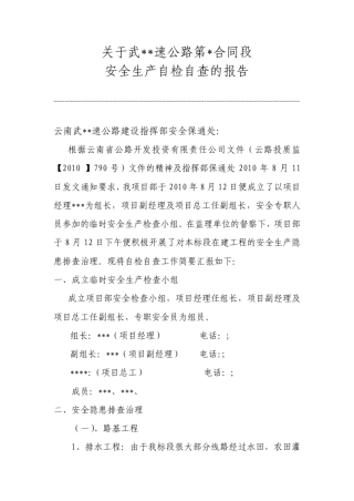 安全生产自检自查报告及图片