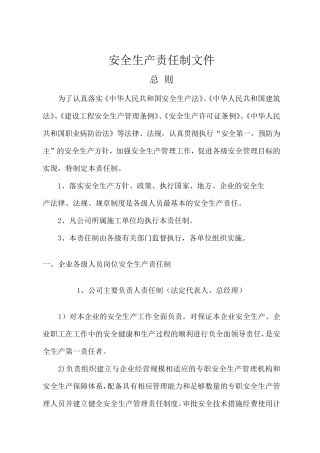 安全生产责任制文件