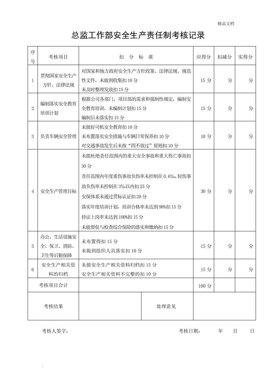 安全生产责任制考核表模版_第3页