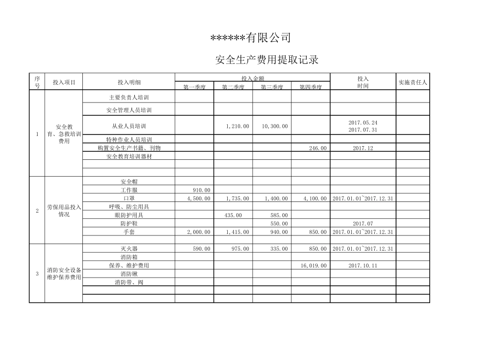 安全生产费用提取记录_第1页