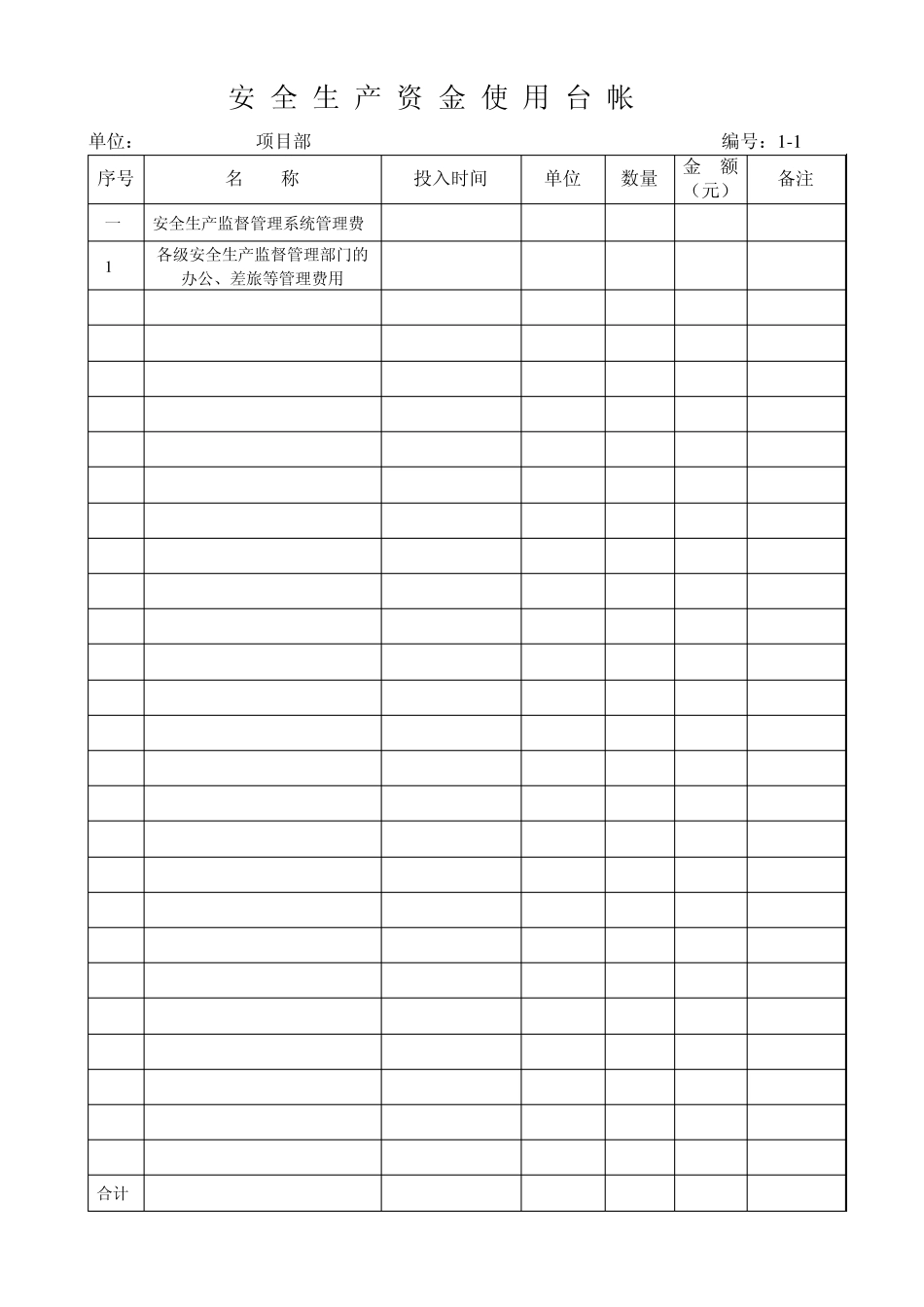安全生产资金使用台帐新表_第1页
