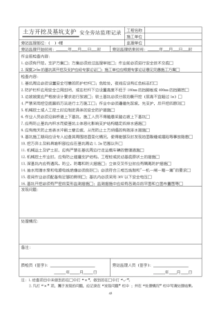 安全监理旁站记录