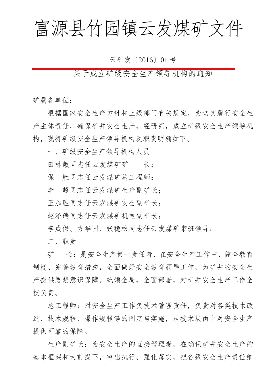 安全管理机构成立文件_第1页