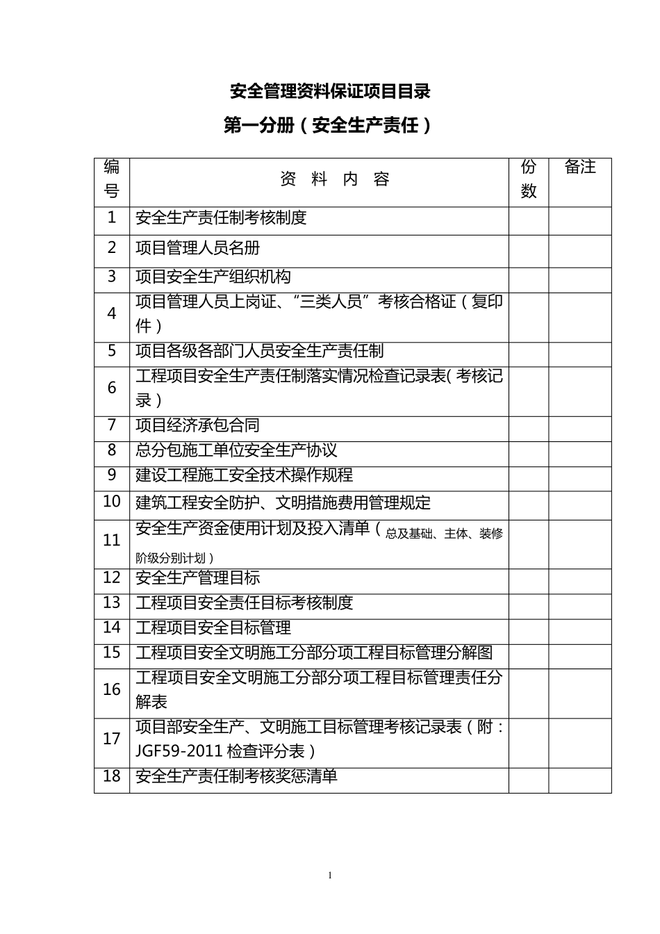 安全管理资料目录JGJ592011_第1页