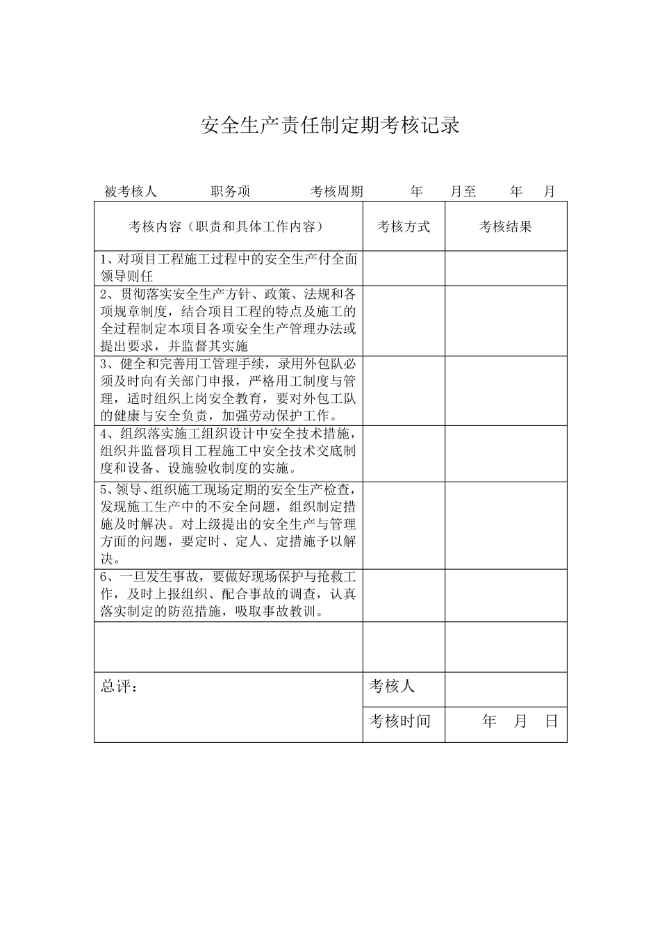 安全责任制定期考核记录_第1页