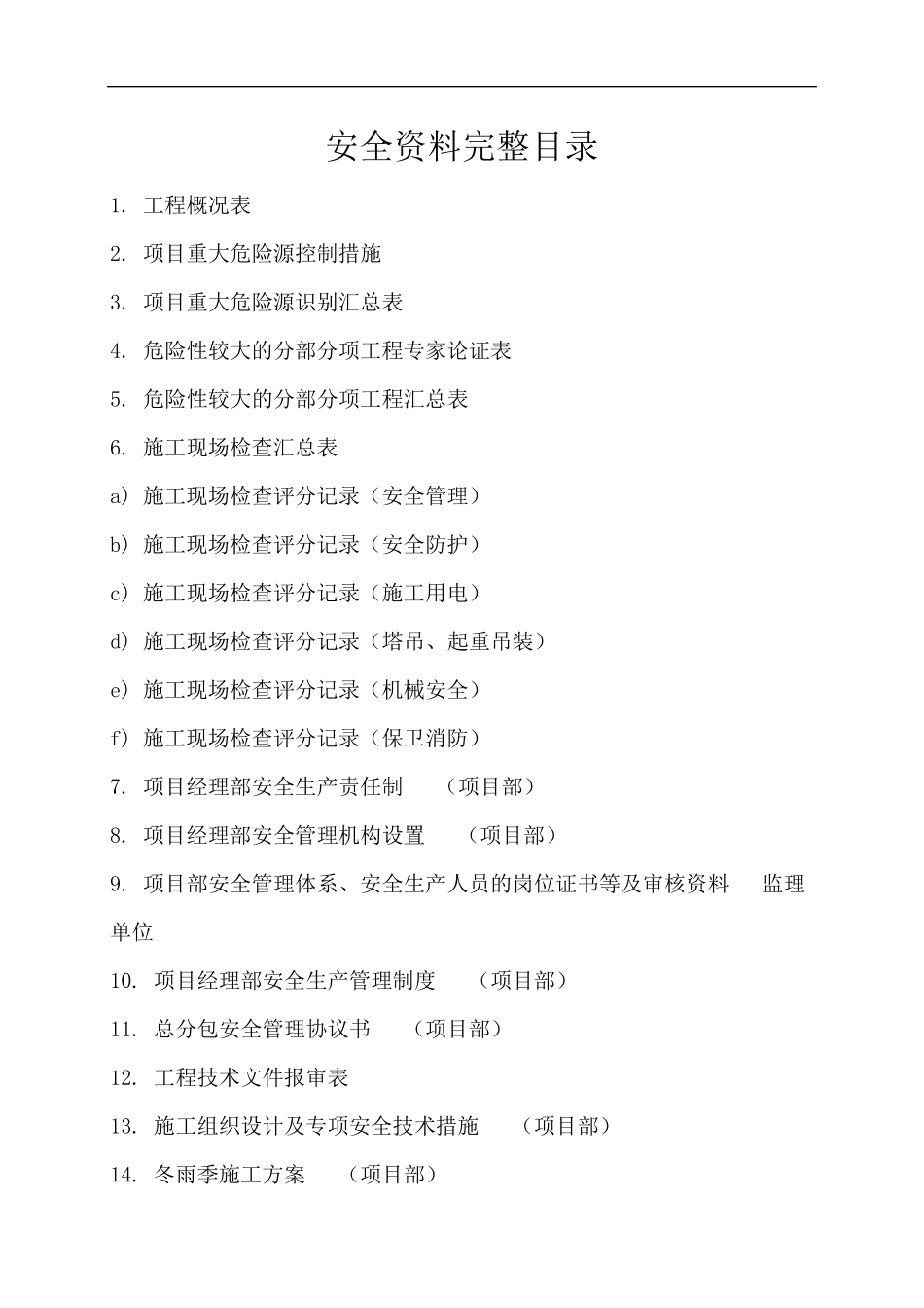 安全资料完整目录_第1页