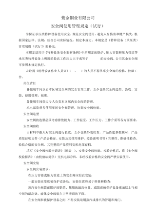安全阀使用管理规定