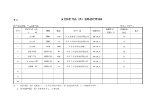 安全防护用品(具)进场验收登记表