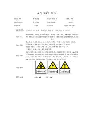 安全风险告知卡