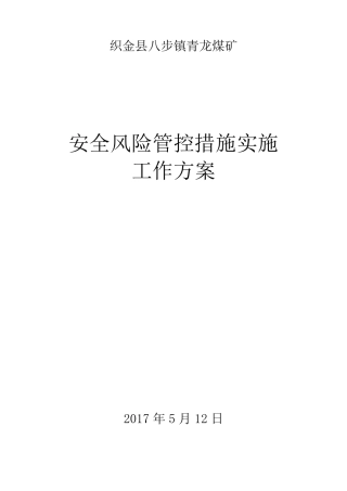 安全风险管控措施实施工作方案