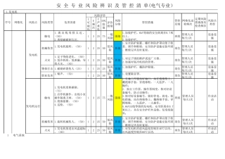 安全风险辨识及管控清单(电气专业)