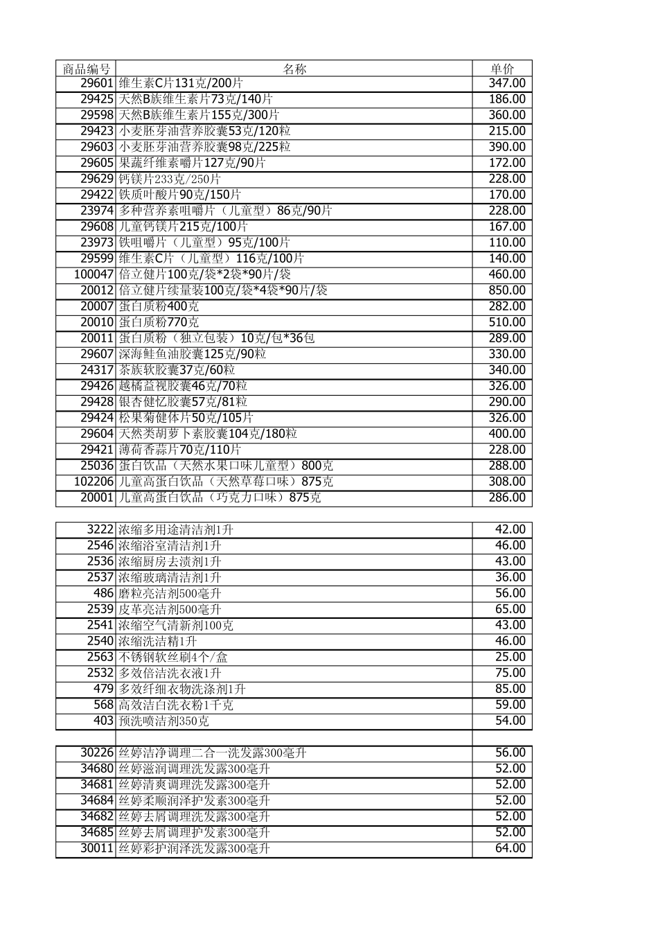 安利产品价目表_第1页