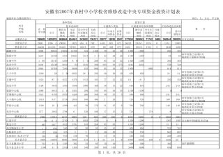 安徽省2007年农村中小学校舍维修改造中央专项资金投资计划表