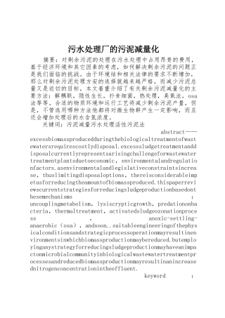 污水处理厂的污泥减量化