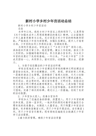 新村小学乡村少年宫活动总结