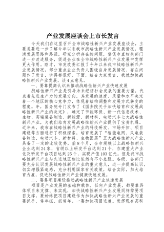 产业发展座谈会上市长发言