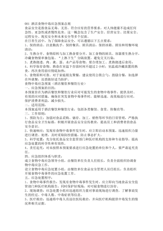 酒店内食物中毒应急预案
