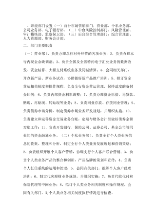 银行各部门职能