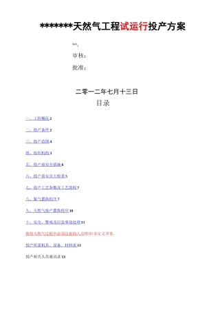 天然气工程试运行投产方法