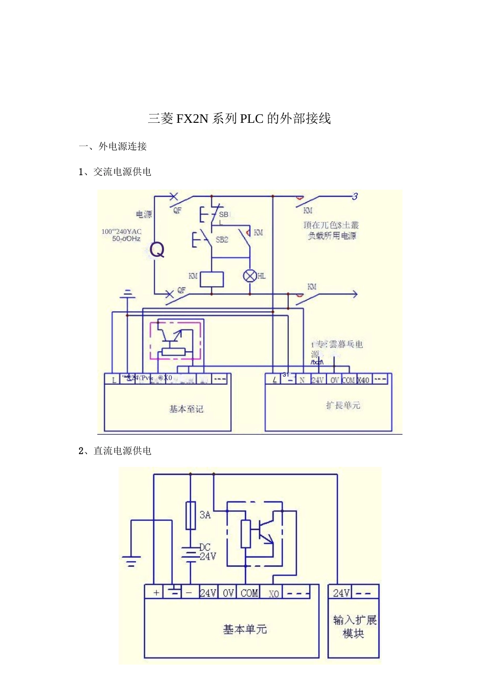 三菱FX2N系列PLC的外部接线概要_第1页