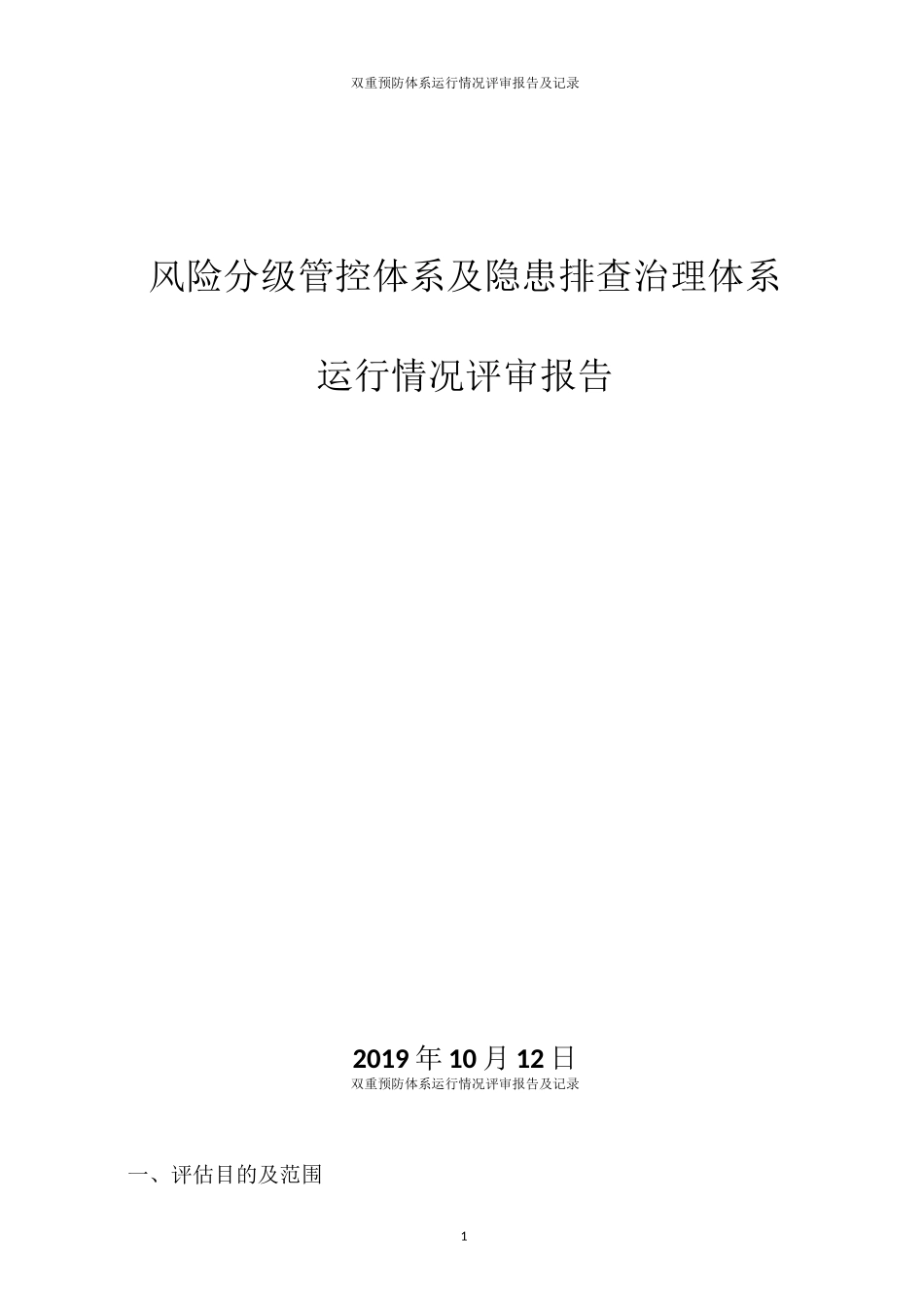 双重预防体系运行情况评审报告及记录_第1页