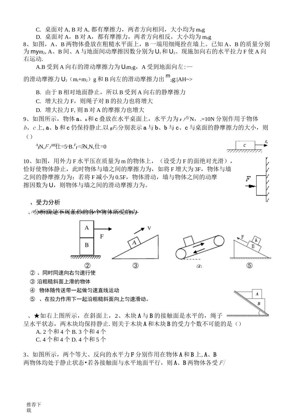 人教版物理必修一试题第三章  相互作用   专题练习_第2页