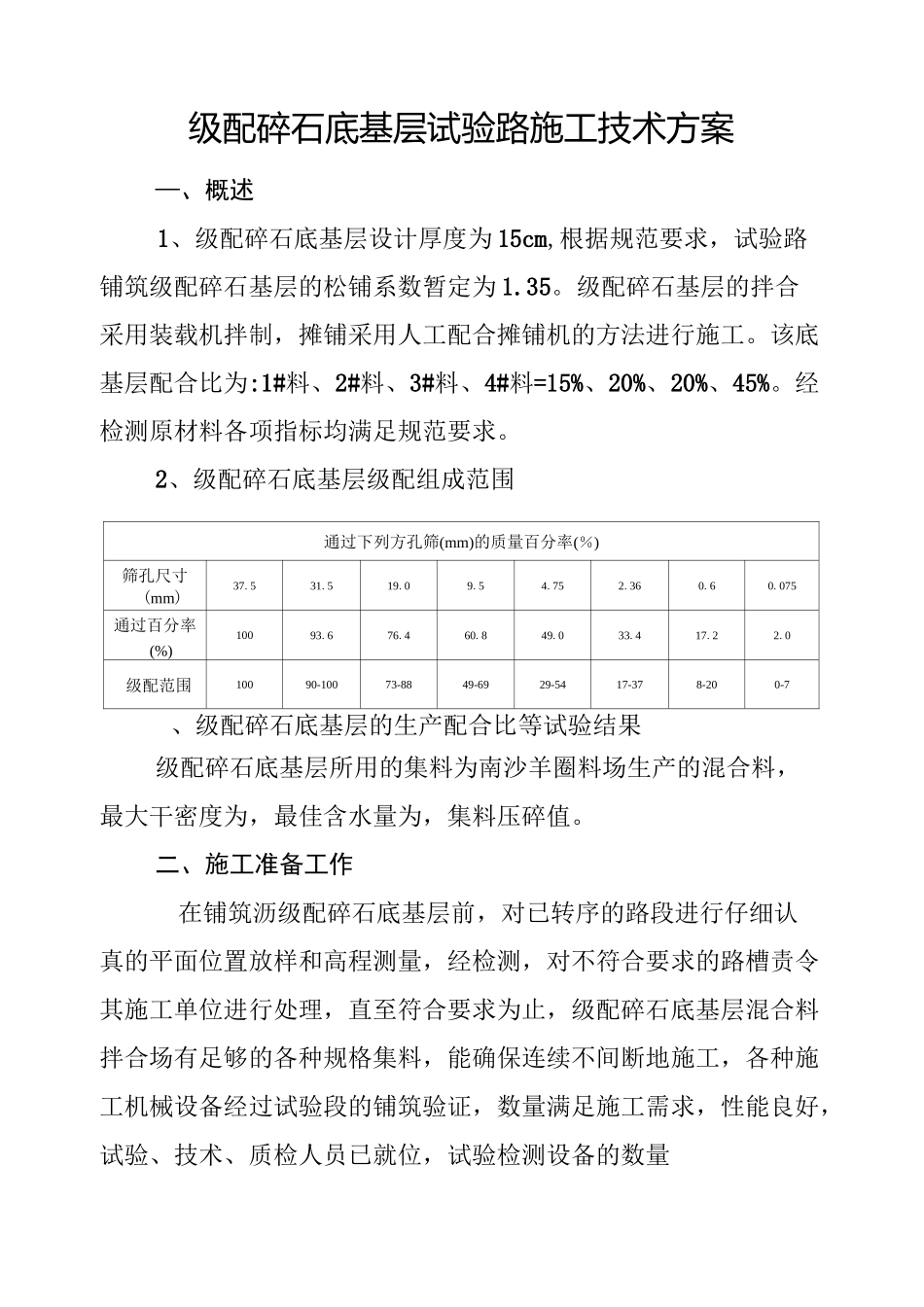 级配碎石底基层施工技术方案_第1页
