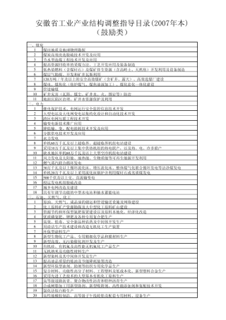 安徽省工业产业结构调整指导目录