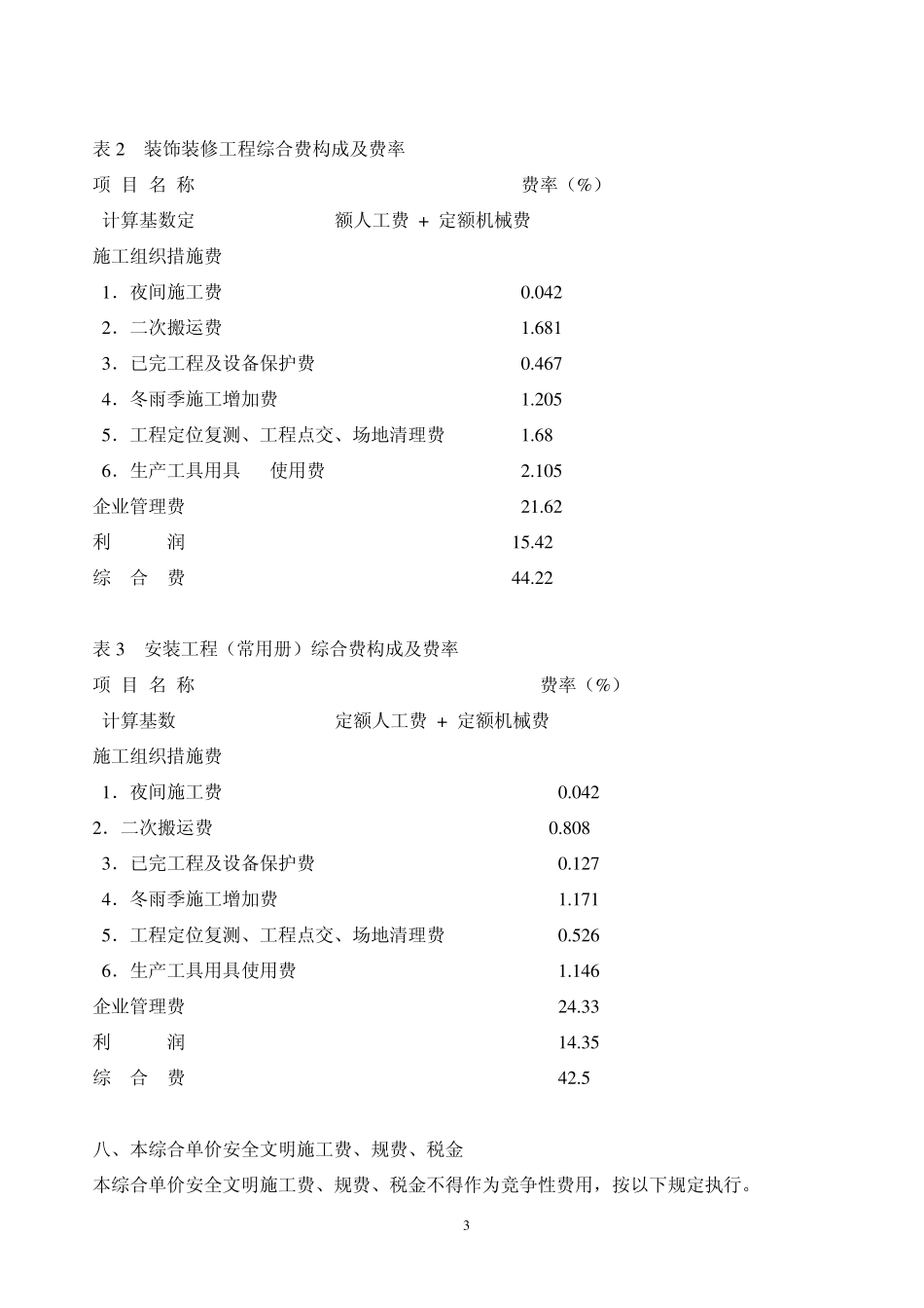 安徽省建筑工程计价定额综合单价(2009)土建总说明及费用定额_第3页