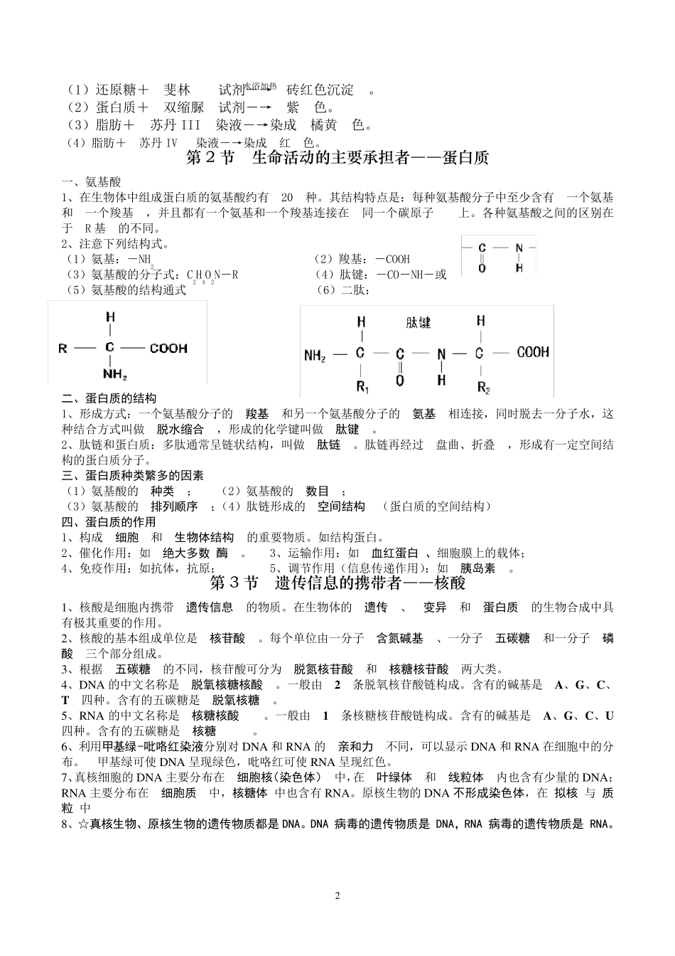 安徽省高中生物会考常考知识点总结(详细、精致)_第2页
