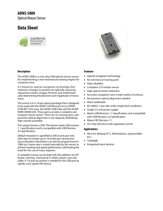 安捷伦A5000系列(S5008)光学鼠标芯片资料Datasheet