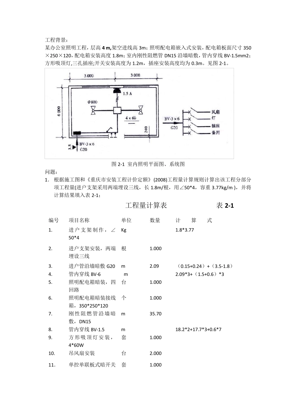 安装工程计量与计价考题_第1页