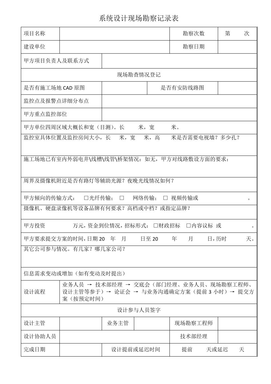 安防勘察报告和堪察记录表_第1页