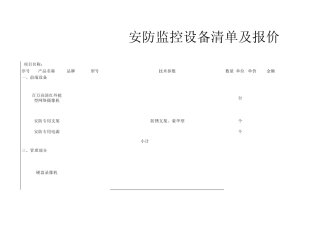 安防监控设备清单