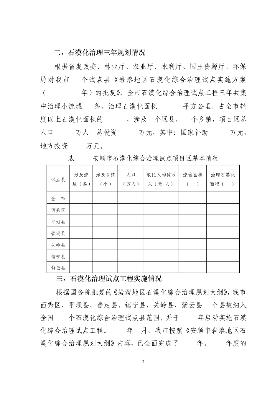 安顺市石漠化综合治理情况汇报_第2页